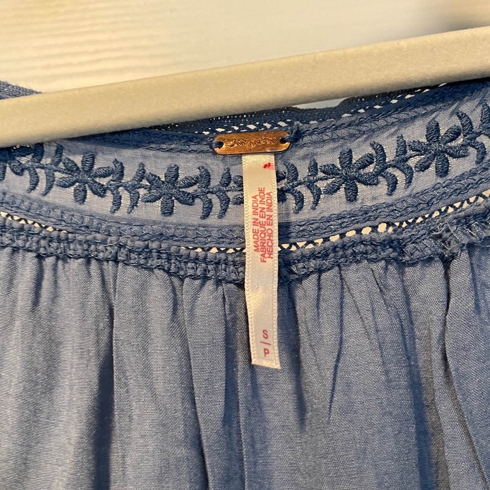 Free People Dusty Blue Sleeveless Maxi Dress Laced Embroidered Size Small - Picture 6 of 11